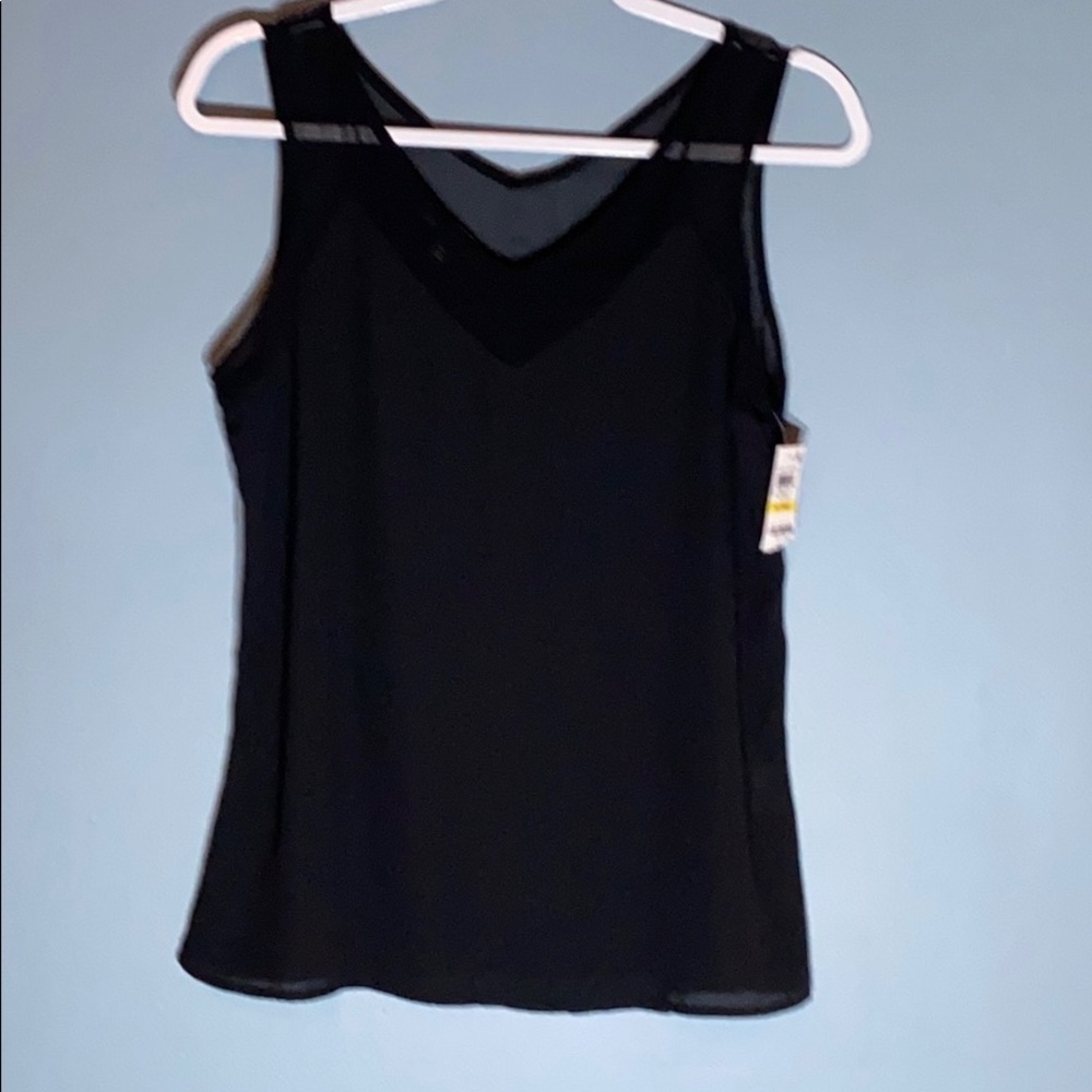NWT INC V-Neck Tank w Sheer Panel neckline
